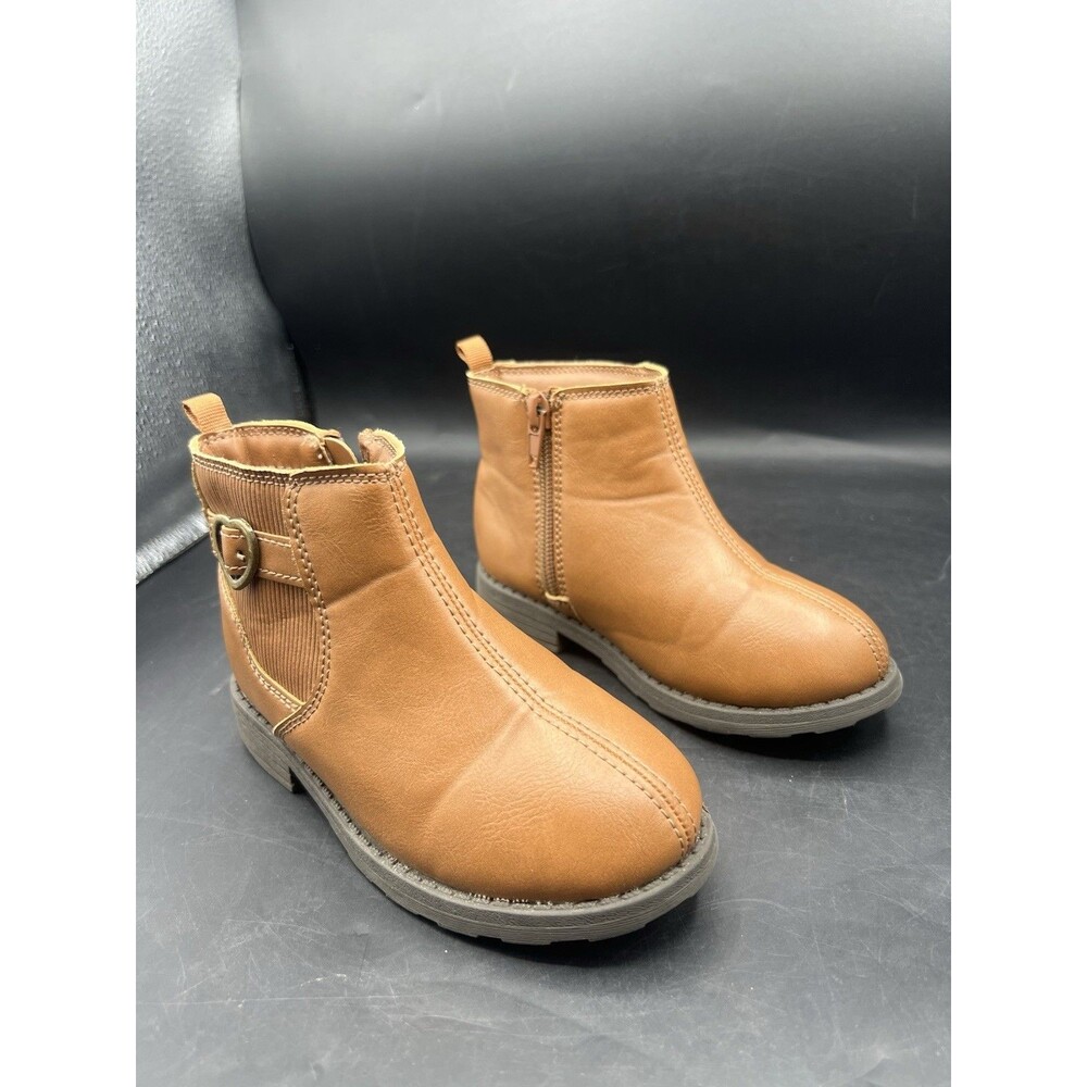 Carter’s Lena Girls Toddler Size 9 Brown Ankle Boots Heart Buckle Zip Booties
